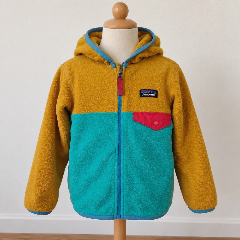 Patagonia Kids Micro D Snap-T Jacket 3T Gold Teal Colorblock Fleece Gorpcore